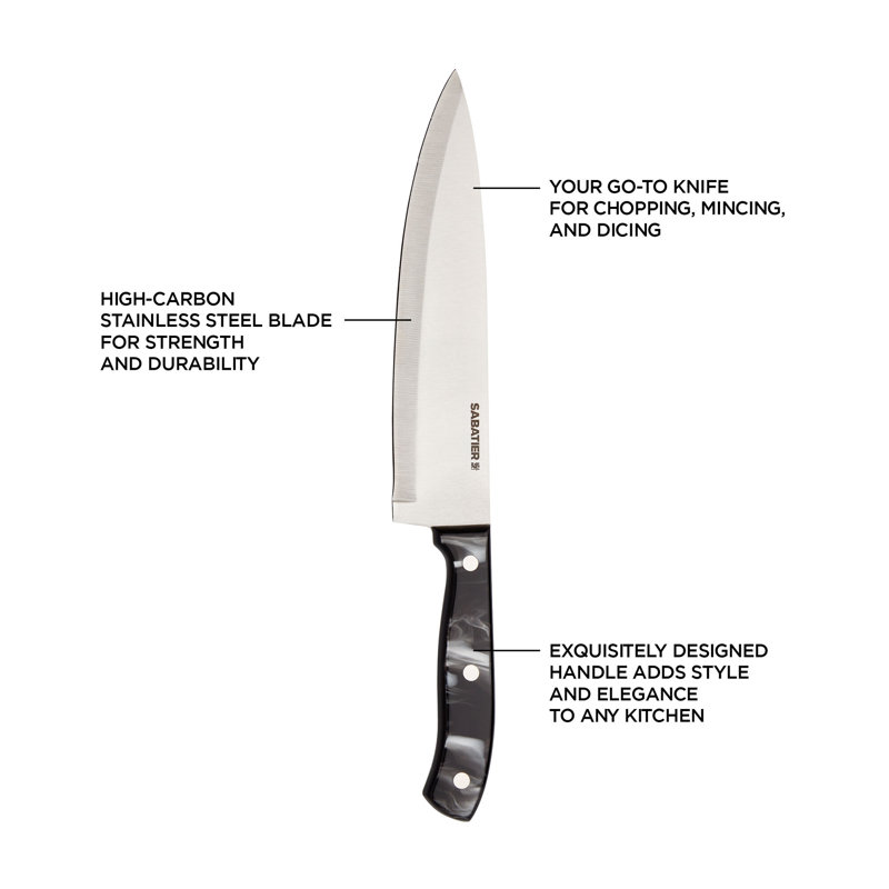 Sabatier Triple Riveted Chef Knife, 8Inch, HighCarbon Stainless Steel